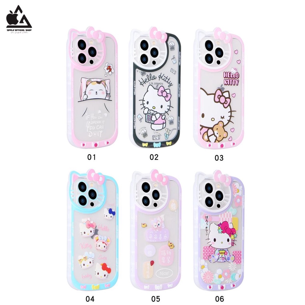 Softcase Lucu 3D HelloKitty iPhone 13 PRO MAX 12 PRO MAX 11 PRO MAX XR X XS MAX 7 7+ 8 8+ SE 2 3 6 6+ Soft Clear Case Korean Hello Kitty Ribbon Bening SILIKON MEWAH Camera Kamera Protection