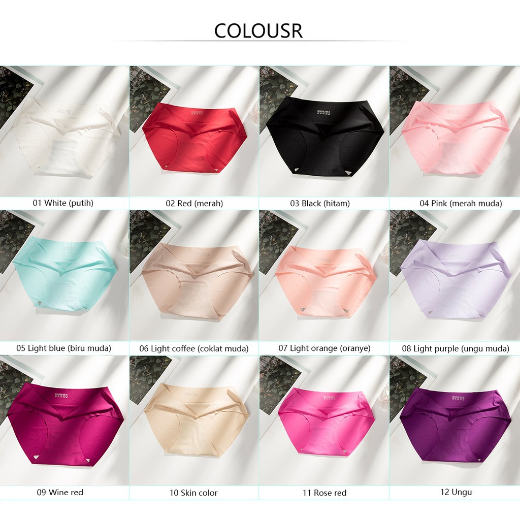 （READY JAKARTA）Celana Dalam Seamless Tanpa Jahitan Anti Nyeplak Fashion Es Sutra CD Wanita-4
