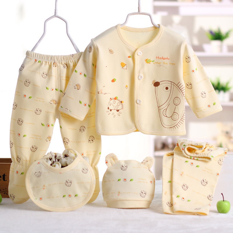 [Paket 5pcs] Perlengkapan Bayi Baru Lahir Baju Newborn Gift Set AQ4248-2