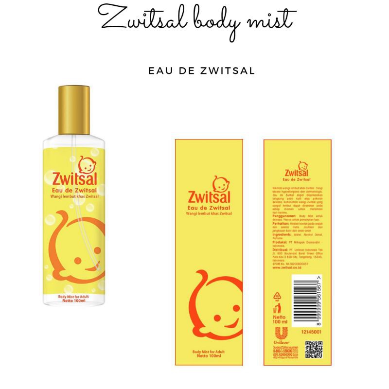 zwitsal body mist eau de mist 100ml parfum