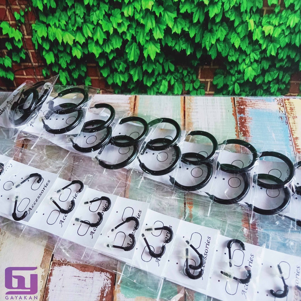 1 Lusin pasang (12 pasang) Anting Gaya Korea Model Tusuk Plastik Multiwarna