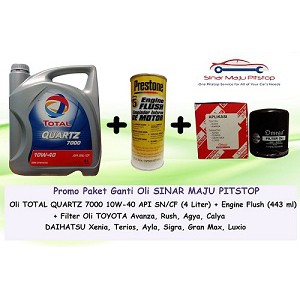Paket Ganti Oli Mobil AVANZA XENIA - TOTAL QUARTZ + Filter Oli + Flush Original