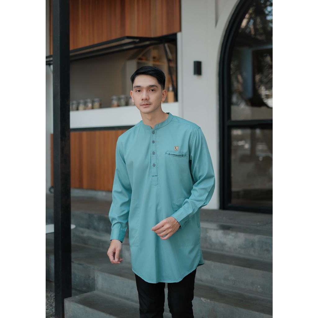 Luthfi Baju Koko Dewasa Lengan Panjang Baju Muslim Pria Toyobo Fodu Hijau Wardah