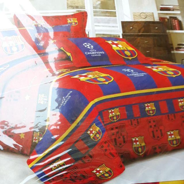 Sprei Motif Barcelona 3d Set 180x200 - Seprei Barcelona 3 Dimensi Plus Sarung Guling Bantal