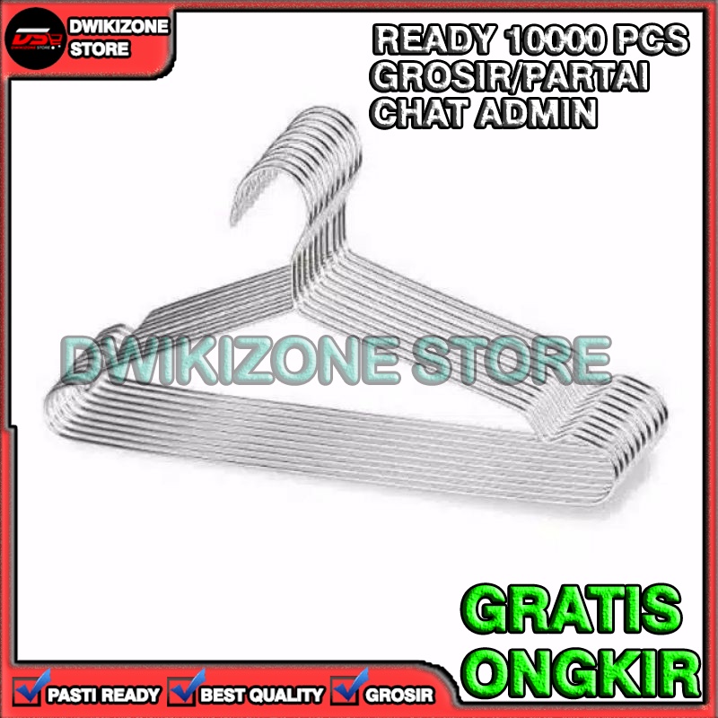 [GROSIR] GANTUNGAN BAJU HANGER KAWAT 10PCS STAINLESS STEEL BESI KUAT TAHAN LAMA 10 PCS