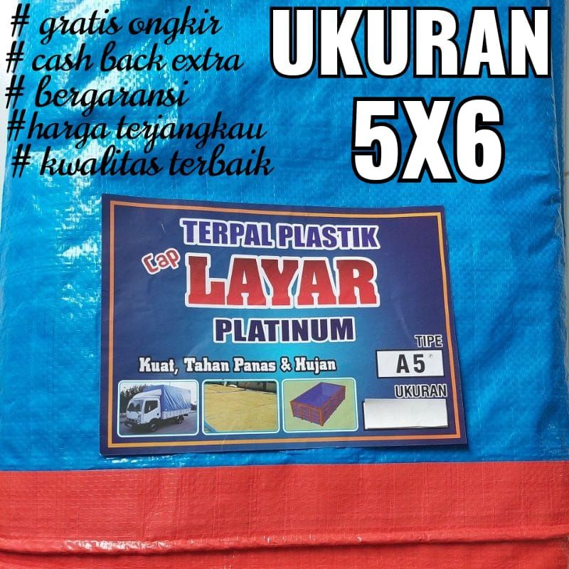 TERPAL PLASTIK A5 UKURAN 5x6 CAP LAYAR