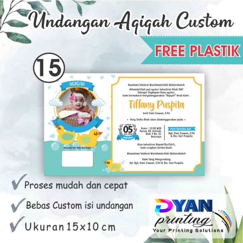 UNDANGAN AQIQAH BAYI CUSTOM FREE PLASTIK