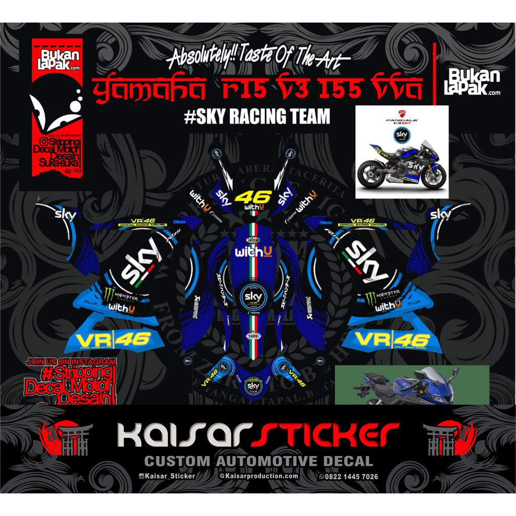 DECAL STICKER YAMAHA R15 V3 SKY VR 46 FULL BODY