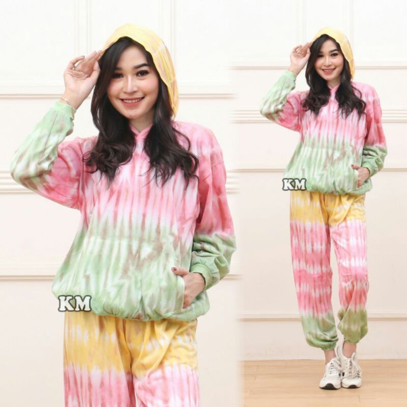 XXX Setelan Hoodie + Celana joger Cp Tie Dye Size L