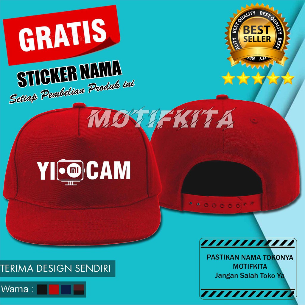 Import Quality Topi Snapback XIAOMI YI CAM / YI CAM / YI CAMERA  Pria dan Wanita