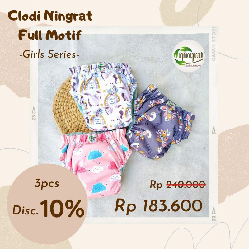 Popok Kain Clodi Ningrat DRYPANT Reguler AIO pant Full motif 4-15kg Popok Cuci Ulang Bayi Anak Clody Klodi celana dalam anak bayi