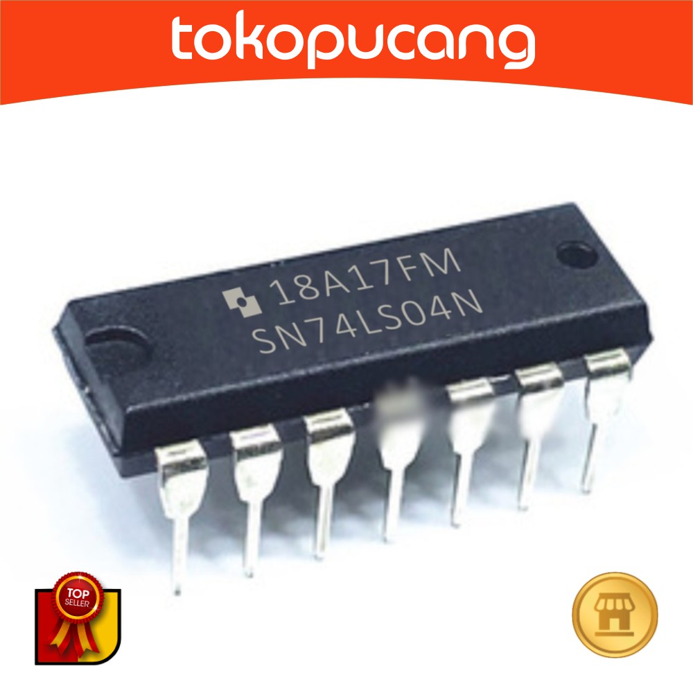 IC TTL 7404 NOT GATE LOGIC 74LS04N TRANSISTOR LOGIKA HEX INPUT