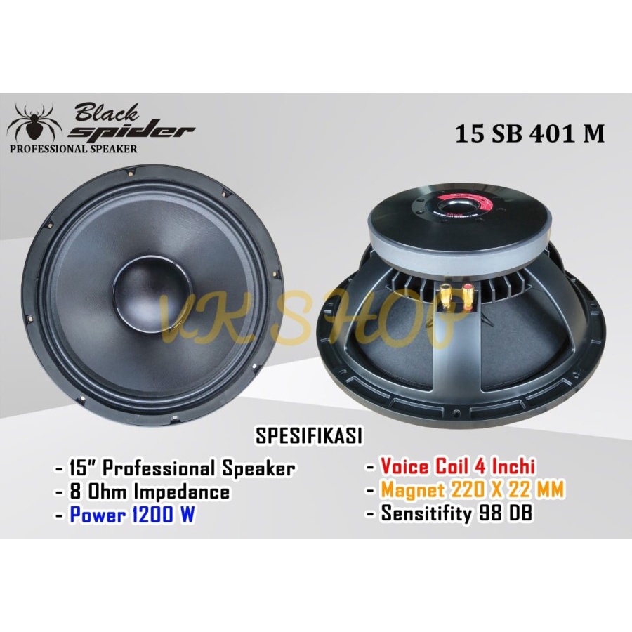 SPEAKER KOMPONEN BLACKSPIDER 15SB401M/ 15 SB 401M/ 15SB 401M ORI 15INCh