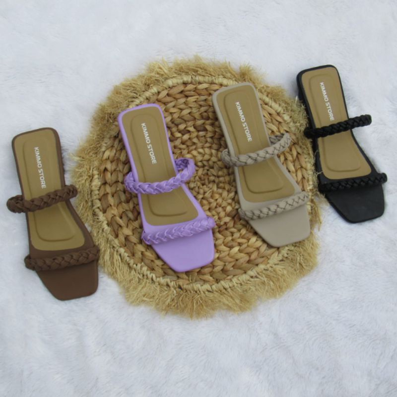 SANDAL WANITA HAK TAHU 3CM TALI DUA KEPANG AL-39