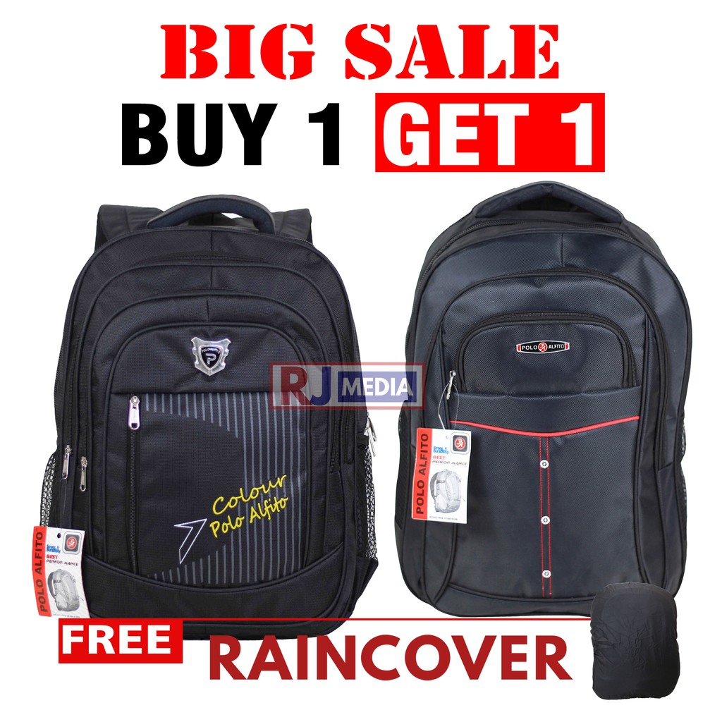 BUY 1 GET 1 FREE Tas Gendong Polo Alfito Ransel Punggung Laki-Laki SMP SMA BagPack Cowo Kuliah Kerja