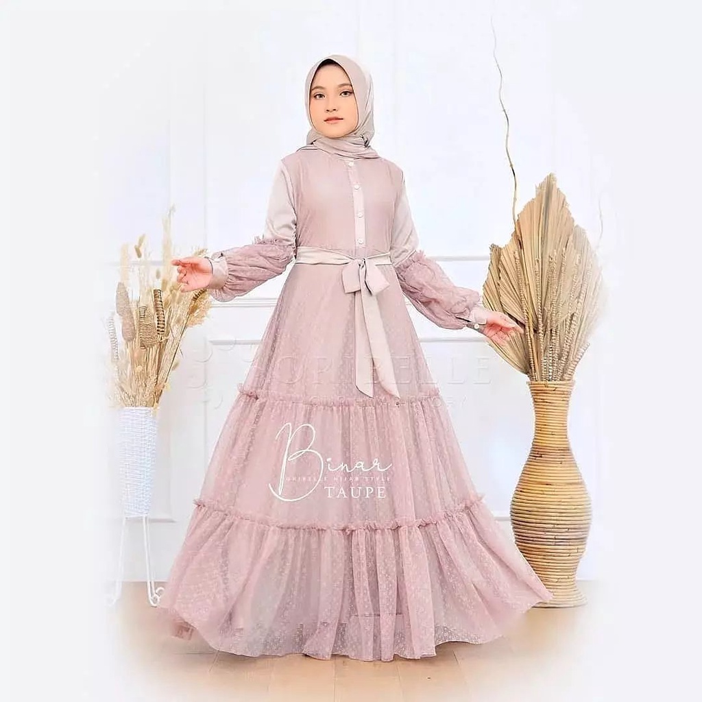 BINAR SYAR'I / GAMIS ANAK PEREMPUAN / UNTUK USIA 10 - 13 TAHUN / BAJU MUSLIM SIMPLE DAN TERBARU