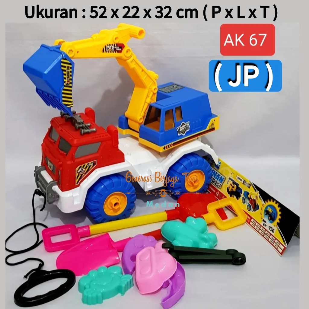 ( DOS ) Mainan Truck Beko Besar + Cetakan Pasir AK67 / Mainan Mobil Truk Pasir