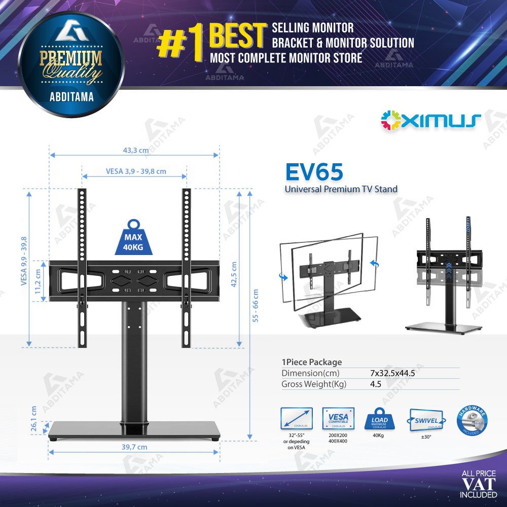 Universal Premium TV Stand 32&quot; - 55&quot; Oximus EV65 TILT