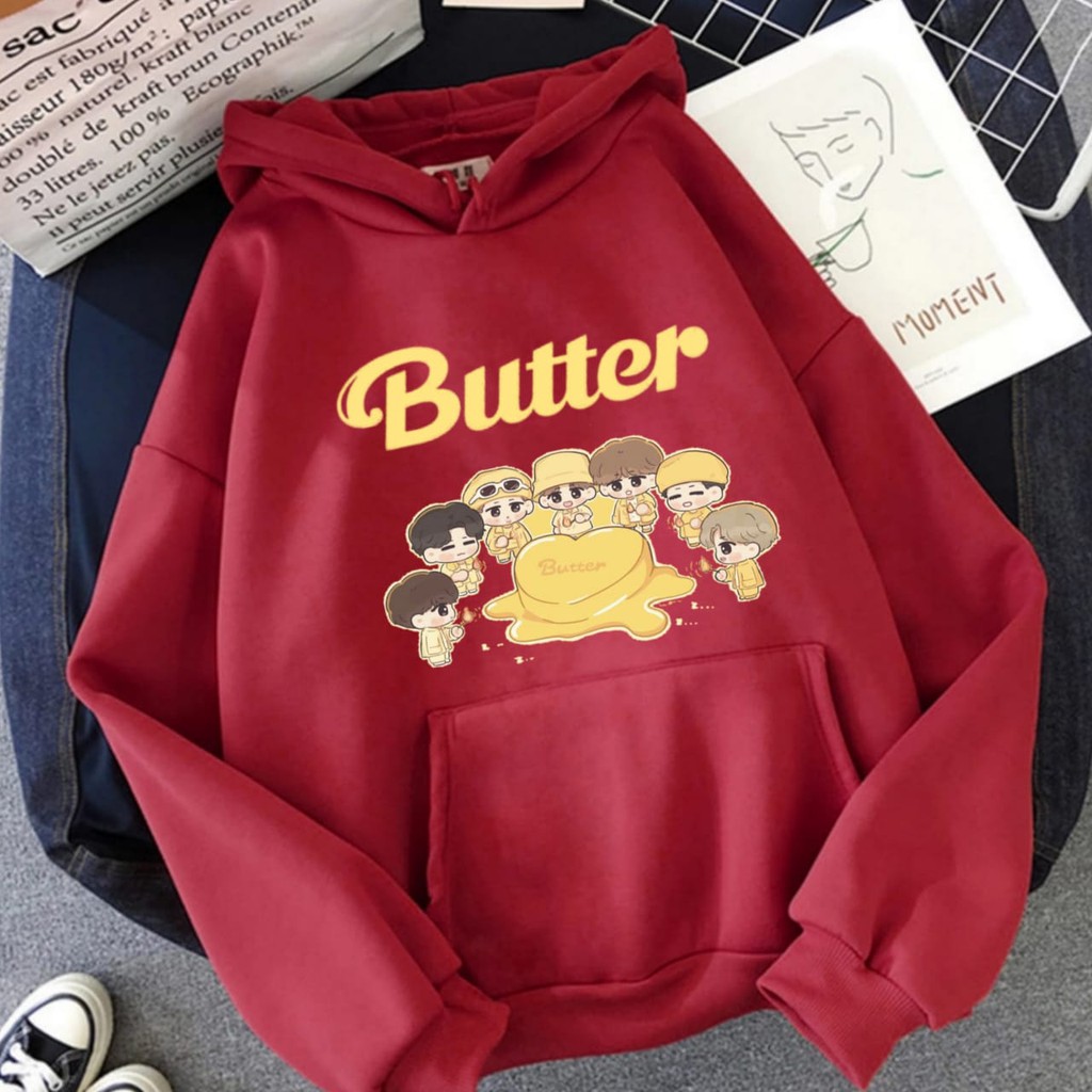 Hoodie KPop BTS Butter Murah Tebal Sweater Butter M XXL Wanita Dewasa Oversize Jaket Hodie Butter Anak Perempuan Jimin Taehyung