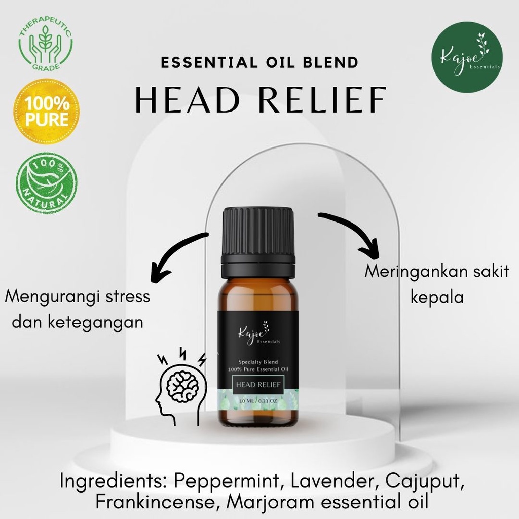 KAJOE HEAD RELIEF Essential Oil Blend Diffuser Minyak Esensial Atsiri Aromaterapi Aromatheraphy