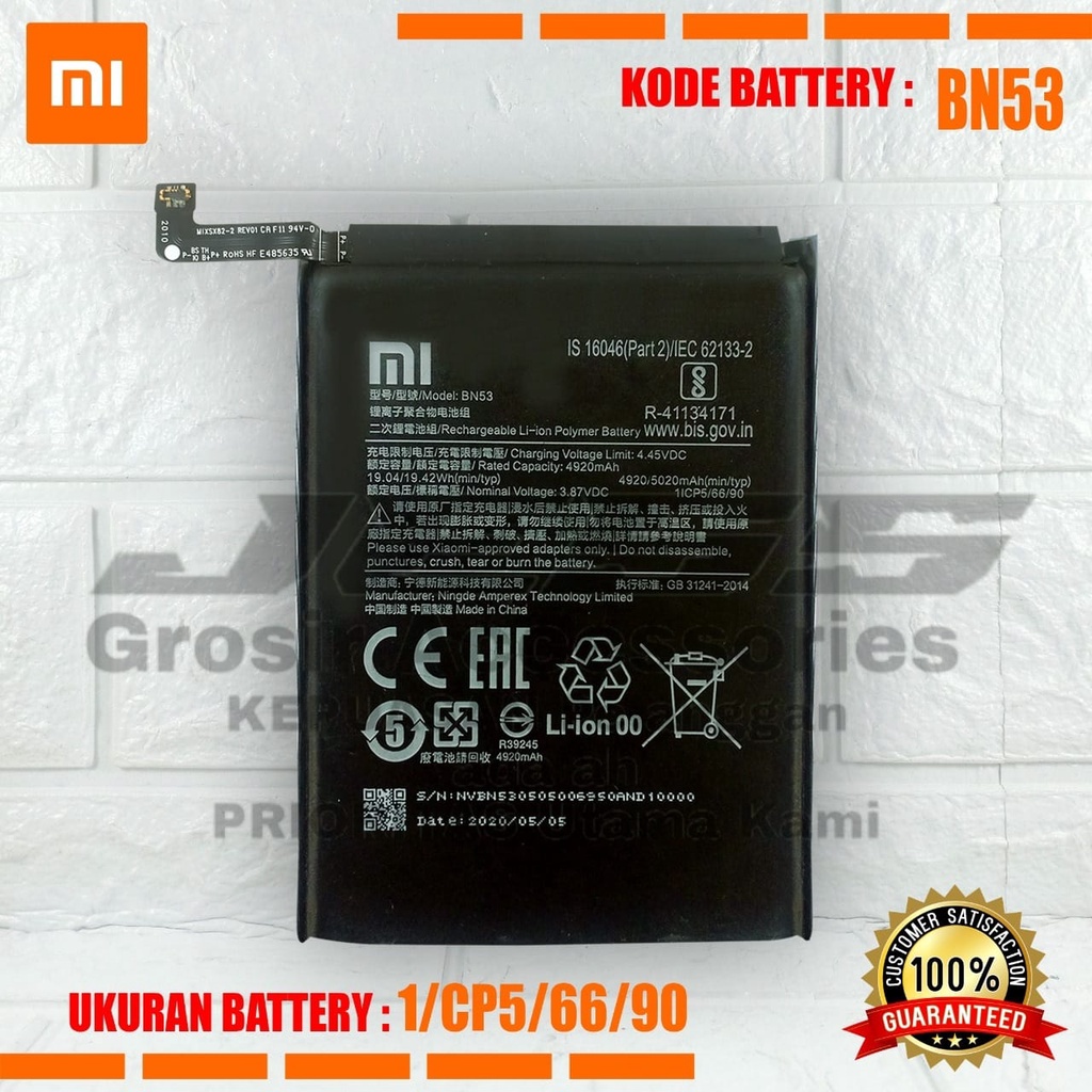 Baterai Original Xiaomi Redmi Note 9 Pro - Note 10 Pro - Pocophone Poco M2 Pro Kode Battery BN53 BN-53