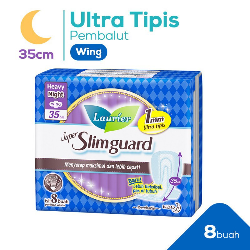 Laurier Super Slimguard Night Wing Pembalut Wanita 35cm - 8S