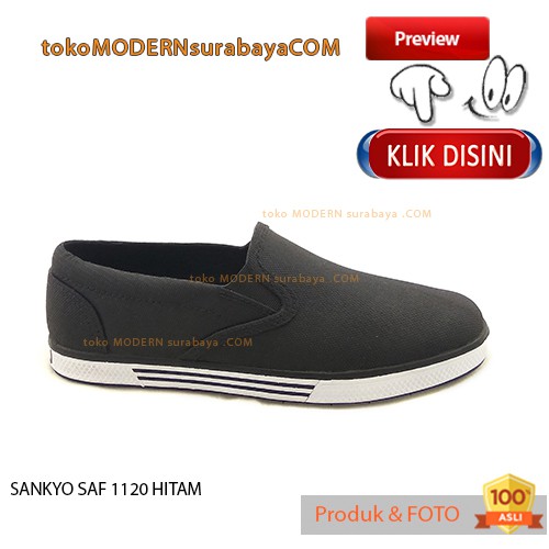 Sankyo Saf 1120 Hitam Sepatu Pria Sepatu Kasual Slip On Sepatu Karet