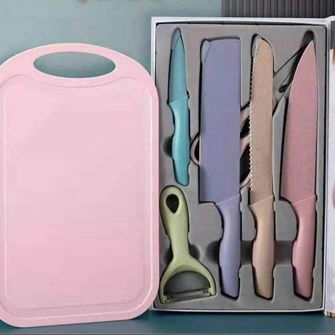 Xoxo Pisau Set Talenan 6In1 Pisau Dapur Set Talenan Pisau Stainless - Set Talenan