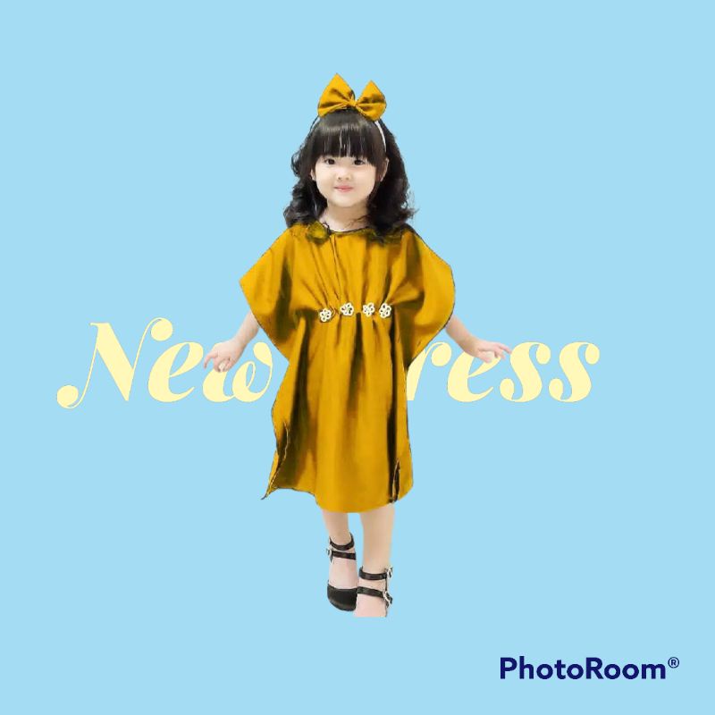 baju dress anak/kaftan anak bonus bondu