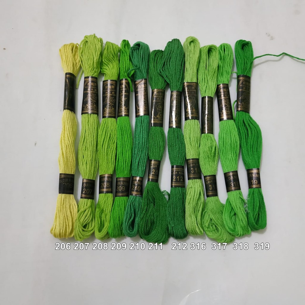 Benang Rajut Sulam / Embroidery Thread Merk Rose / Rousess - Hijau #1 - Satuan