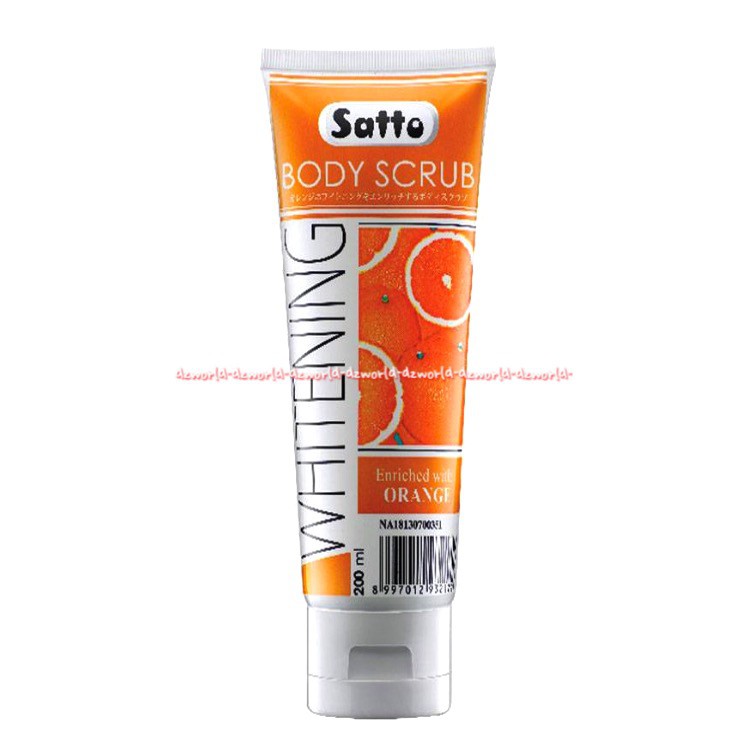 Satto Body Scrub Whitening Orange 200ml Sato Krim Skrub pemutih Kulit