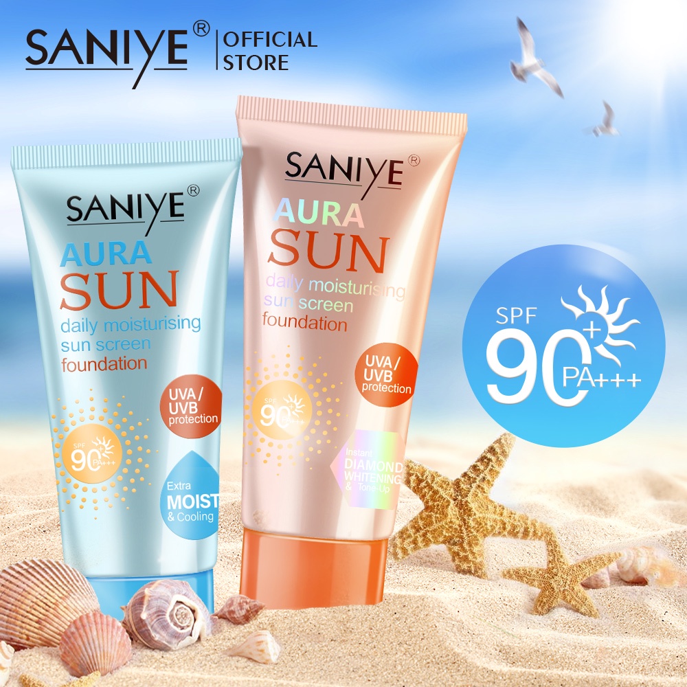 SANIYE Sunscreen SPF90+ UV sunblock Pemutih Anti Penuaan  Wajah Kosmetik 50ml