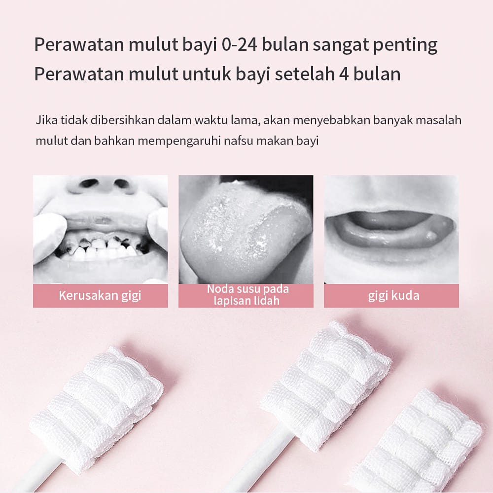 Baby Oral Cleaner Cutton Toothbrush Oral Care / Pembersih Lidah Bayi / Pembersih Mulut Bayi / Baby Mouth Cleaner / Kassa Stick Sikat Lidah Bayi