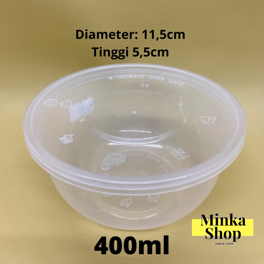 Tempat Takeaway Bulat Plastik Makanan Box Plastik Microwave safe 400ml