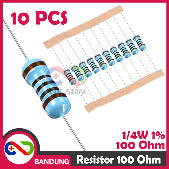 10X RESISTOR 100 100R 100OHM 1/4W 1% METAL FILM