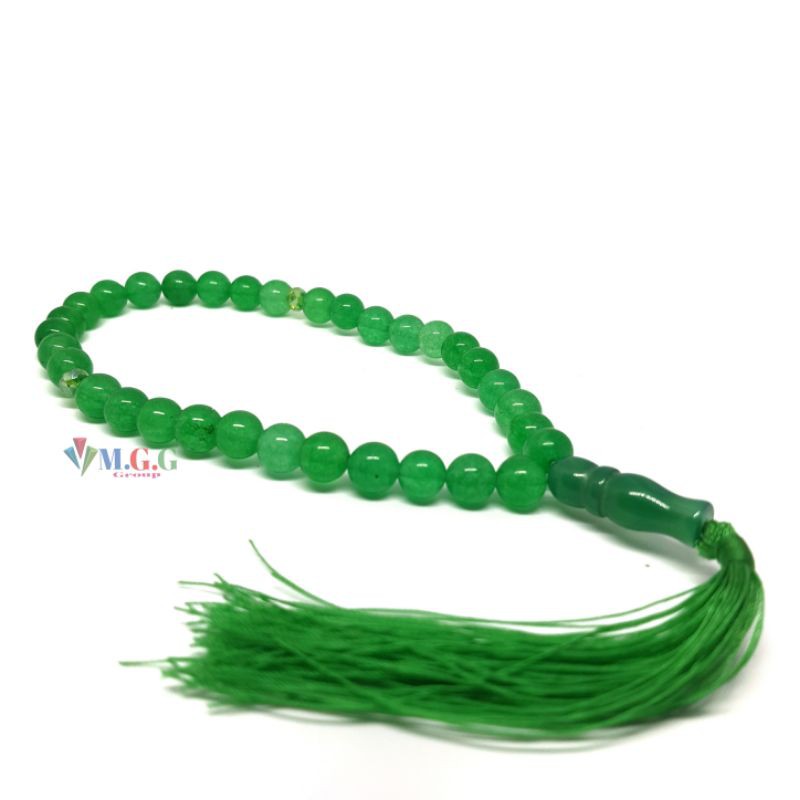 TASBIH BATU GIOK HIJAU 33BUTIR 8MM