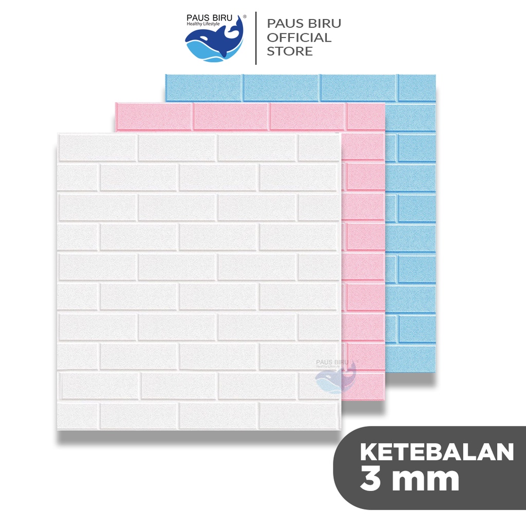 Paus Biru - Wallpaper Dinding 3D Foam Bata Wallsticker Bata Warna 77X70cm(Tebal 3mm) BK3