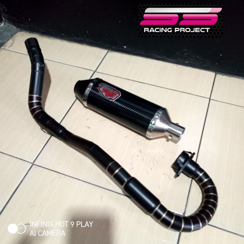 knalpot racing R9 carbon oval fullsystem for CRF KLX Dtracker