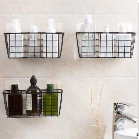 KNK KESI Keranjang Besi Gantung Dinding Serbaguna Rak Make Up Kosmetik Kamar Mandi