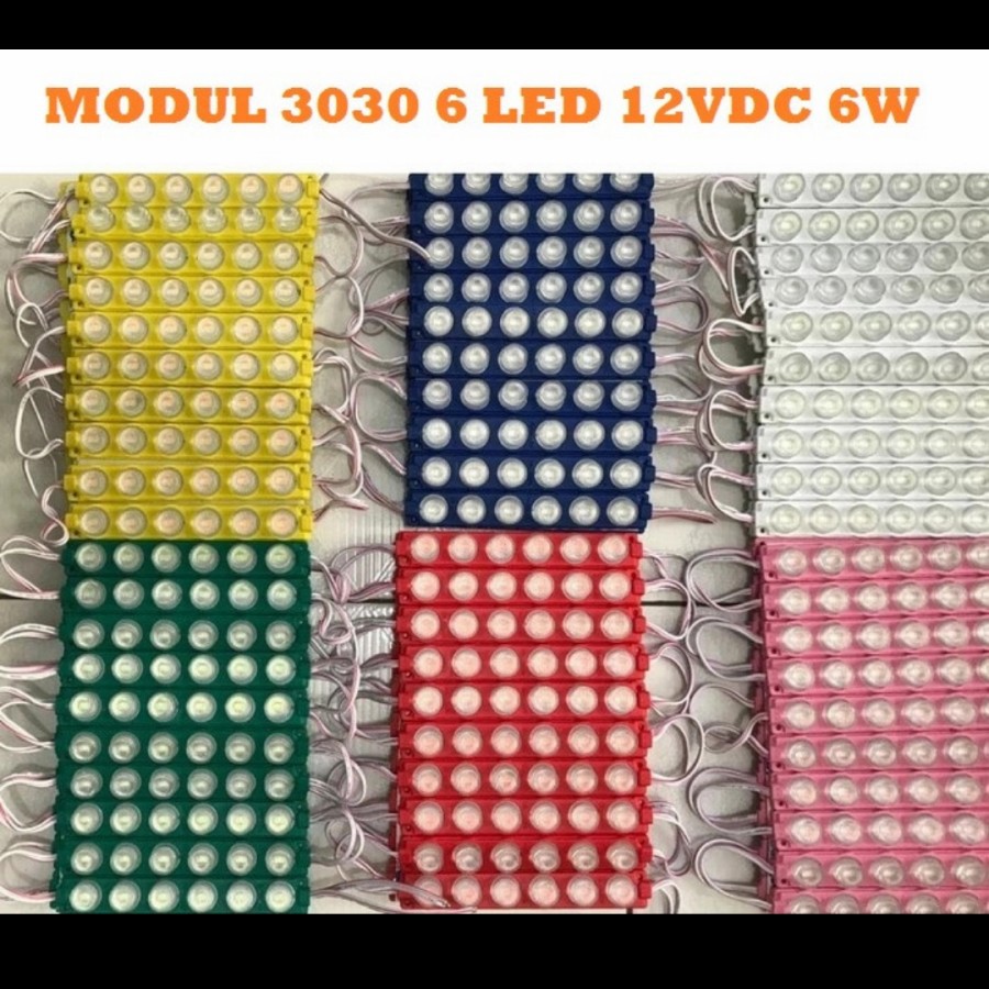 Lampu Modul LED 6 mata Besar Lensa 3030 6LED 12V 12volt 3Watt