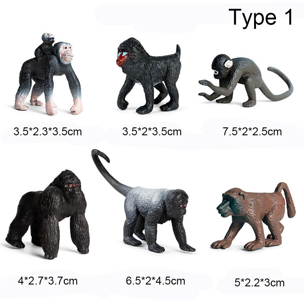 Nanas 6PCS Model Monyet Manusia Hidup Sains Alam Zoo Adegan Belajar Awal Simulasi Gibbon Anak