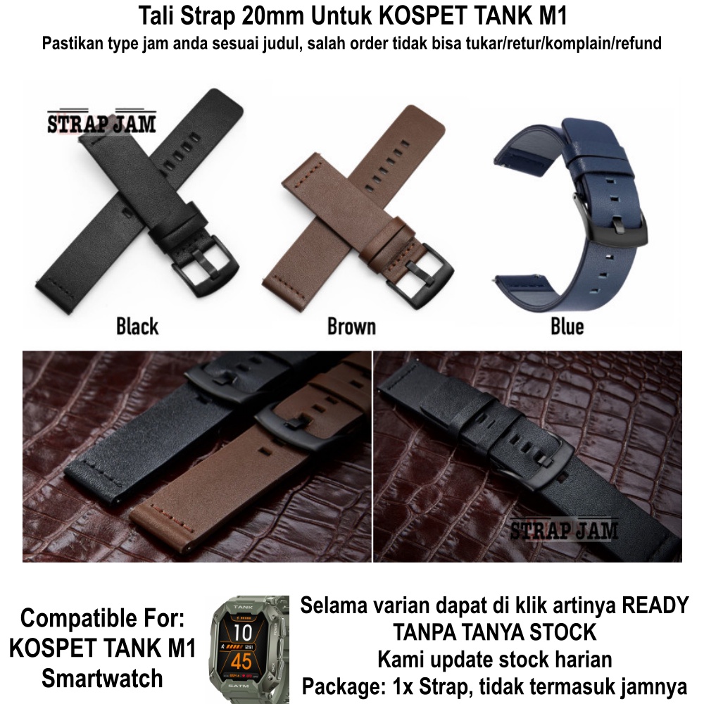 Tali Jam Tangan Kospet Tank M1 - Watch Strap 20mm Leather Kulit MODERN