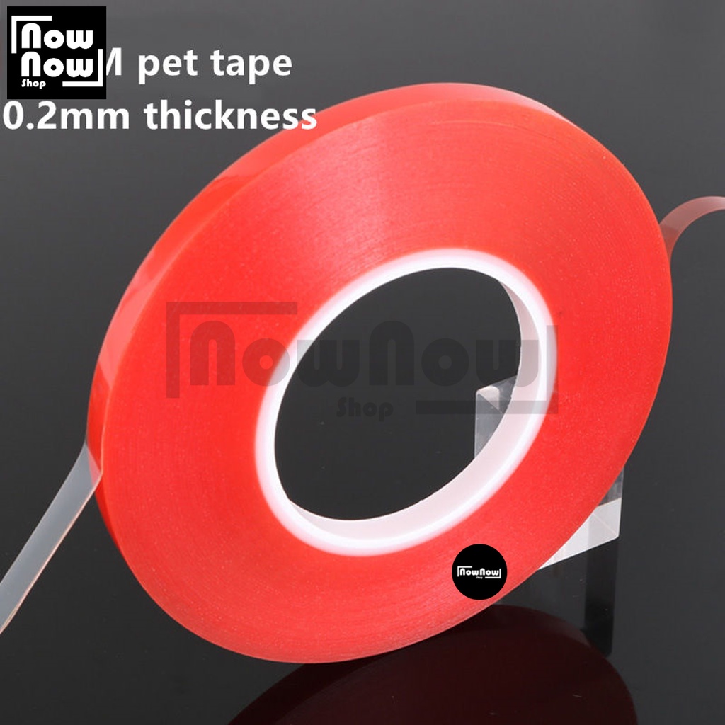 DOUBLE TIP 3M 0.2mm RED SELOTIP DOUBLE TAPE MERAH LEM 2 SISI BOLAK BALIK LEM LCD TOUCHSCREEN TS PEREKAT LEM ADHESIVE TEBAL AKRILIK