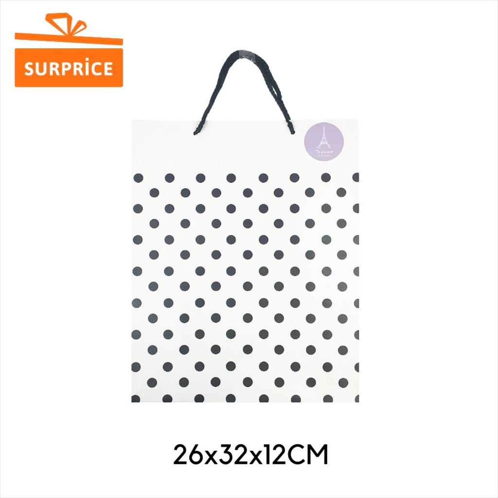 Surprice Tas Kado Tenteng 26x32x12cm /  Kantong Hadiah / Goodie Bag Ulang Tahun / Paper Bag Tas Hampers / Gift Bag-Polkadot
