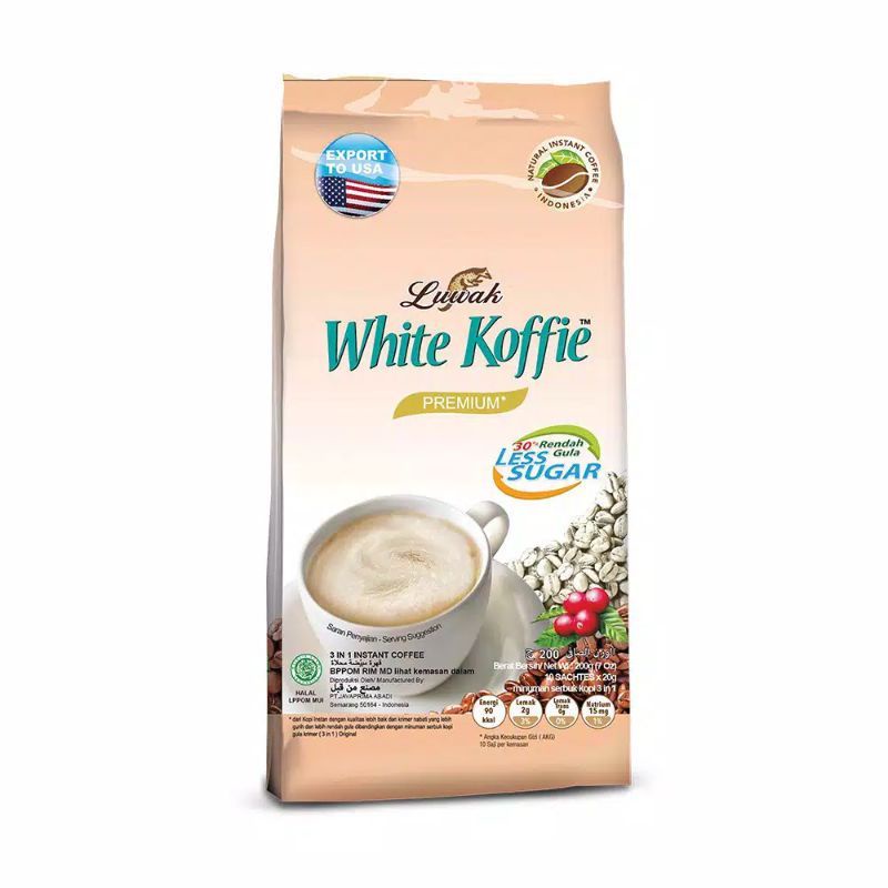 

Luwak White coffe bag less sugar 10x20 gr