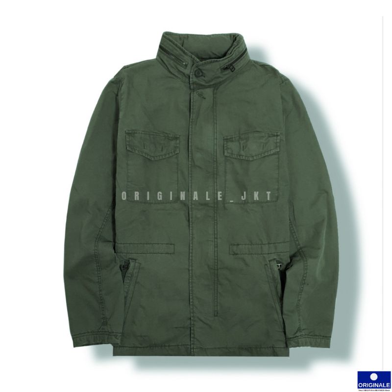 GP Military Jacket with Hidden Hood - Forest green