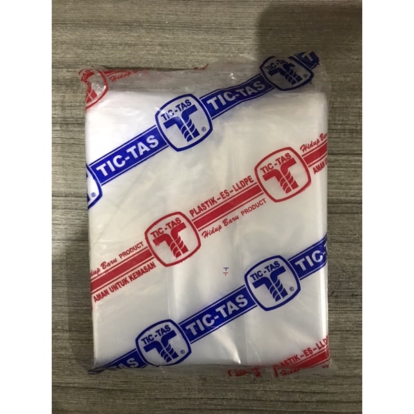 (I-14) Kresek PE Bening Tictas Tebal ukuran 15 untuk 2 cup sejajar Isi 50 / Kantong Plastik Transpar
