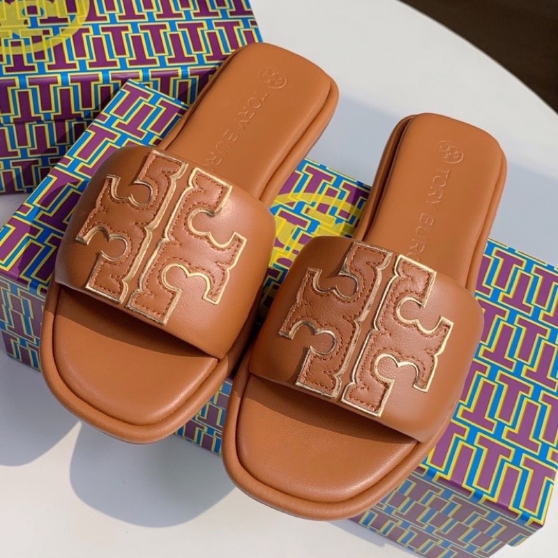 Tory burch sandals slippers fashion women's shoes flat shoes - Brown