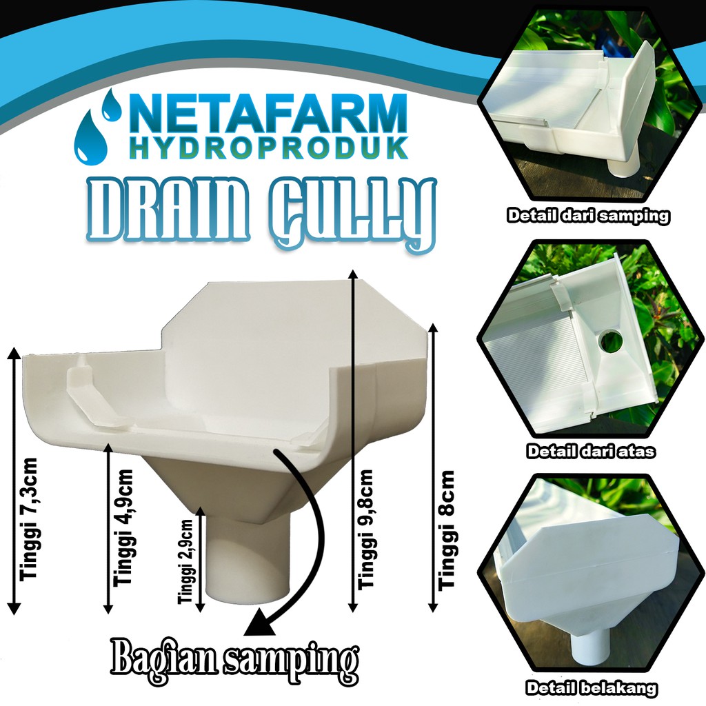 Drain Gully Trapesium Hidroponik NFT Penutup Saluran Air - 1 pcs