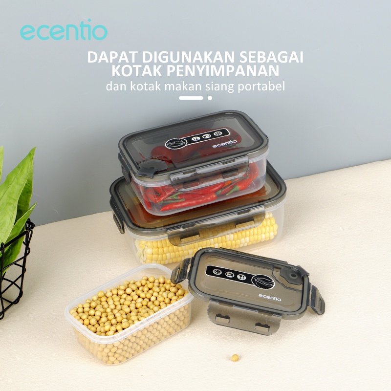 Foodi 3pcs lunch box set 400ml/800ml/1400ml kotak penyimpanan anti tumpah/food container snack cereal kotak kontainer tempat makan set/bening makanan kulkas penyimpanan hitam/3 pcs Refrigerator Storage Box set for Food Storage kotak makan/Makanan Kulkas